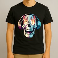 Flaming Skull Rock Music T-Shirt