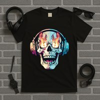 Flaming Skull Rock Music T-Shirt