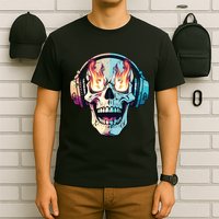 Flaming Skull Rock Music T-Shirt