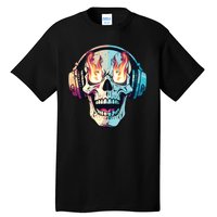 Flaming Skull Rock Music Tall T-Shirt