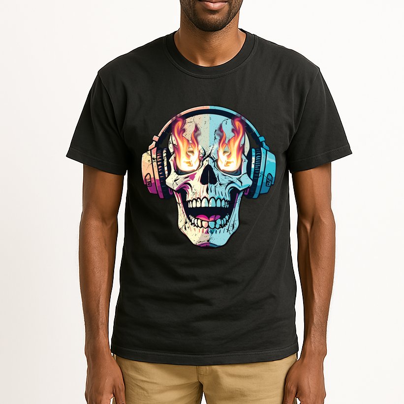 Flaming Skull Rock Music Tall T-Shirt