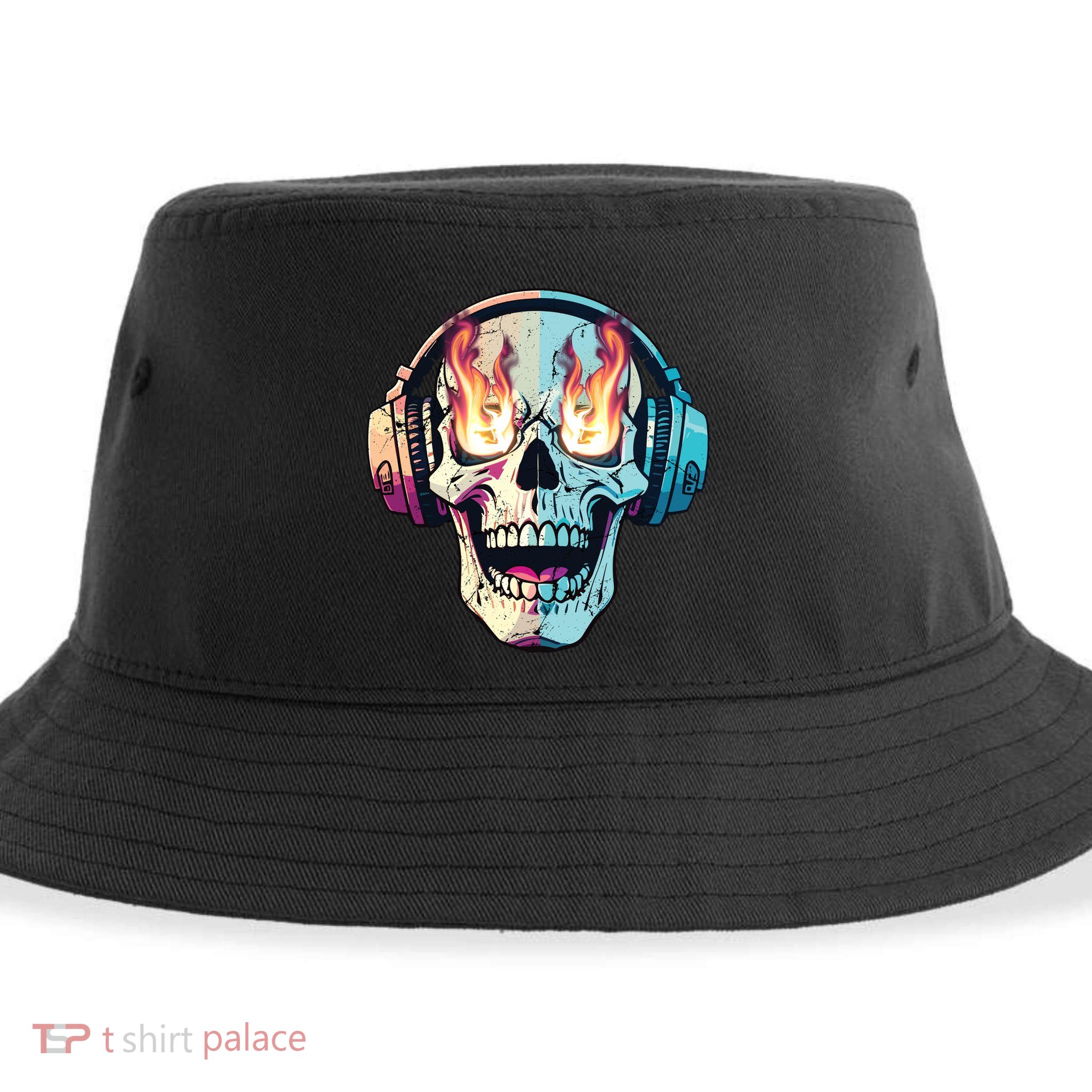 Flaming Skull Rock Music Sustainable Bucket Hat