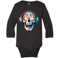 Flaming Skull Rock Music Baby Long Sleeve Bodysuit