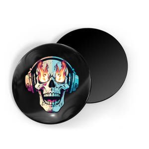 Flaming Skull Rock Music Magnet