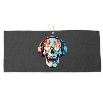 Flaming Skull Rock Music Large Microfiber Waffle Golf Towel