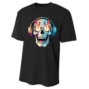 Flaming Skull Rock Music Performance Sprint T-Shirt