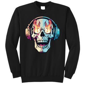 Flaming Skull Rock Music Tall Sweatshirt