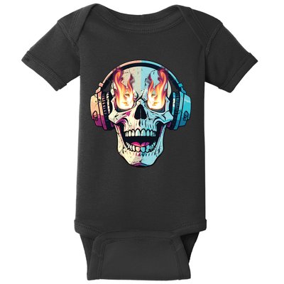 Flaming Skull Rock Music Baby Bodysuit