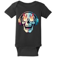 Flaming Skull Rock Music Baby Bodysuit