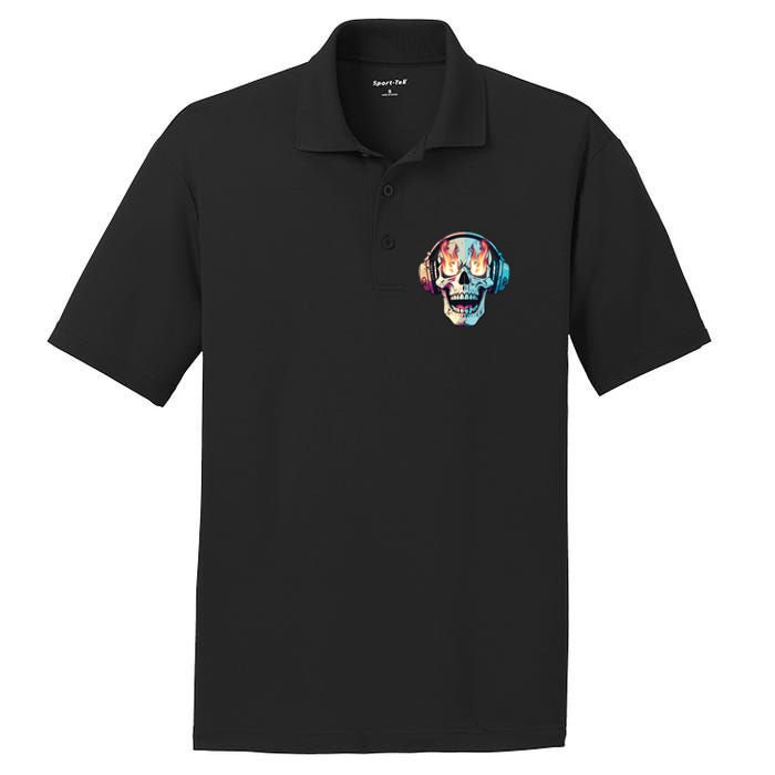 Flaming Skull Rock Music PosiCharge RacerMesh Polo