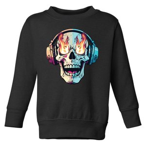 Flaming Skull Rock Music Toddler Sweatshirt