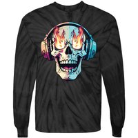 Flaming Skull Rock Music Tie-Dye Long Sleeve Shirt