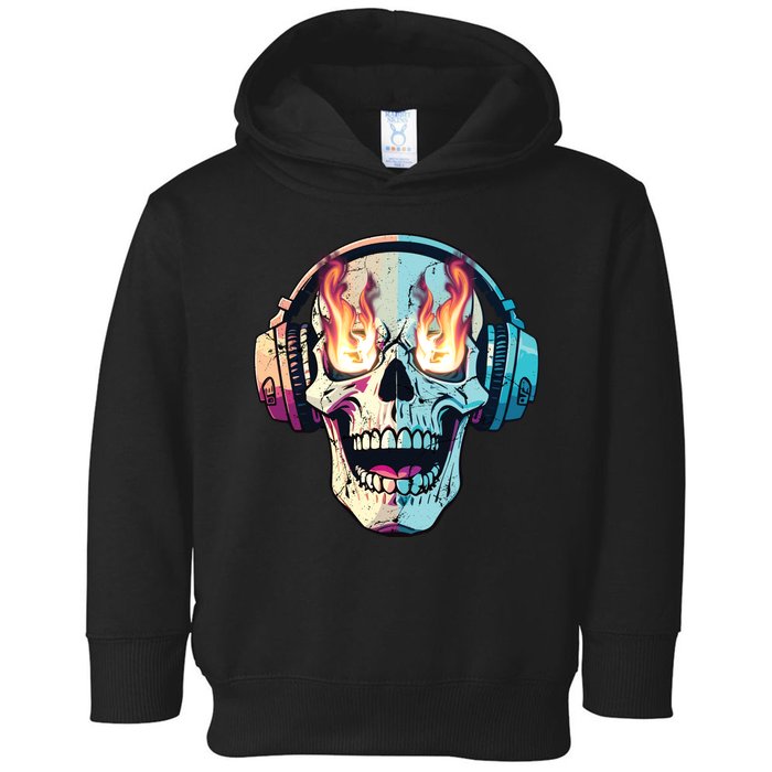 Flaming Skull Rock Music Toddler Hoodie