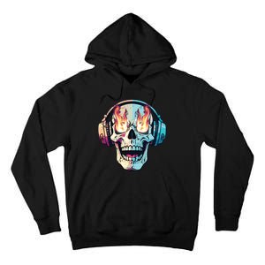 Flaming Skull Rock Music Tall Hoodie