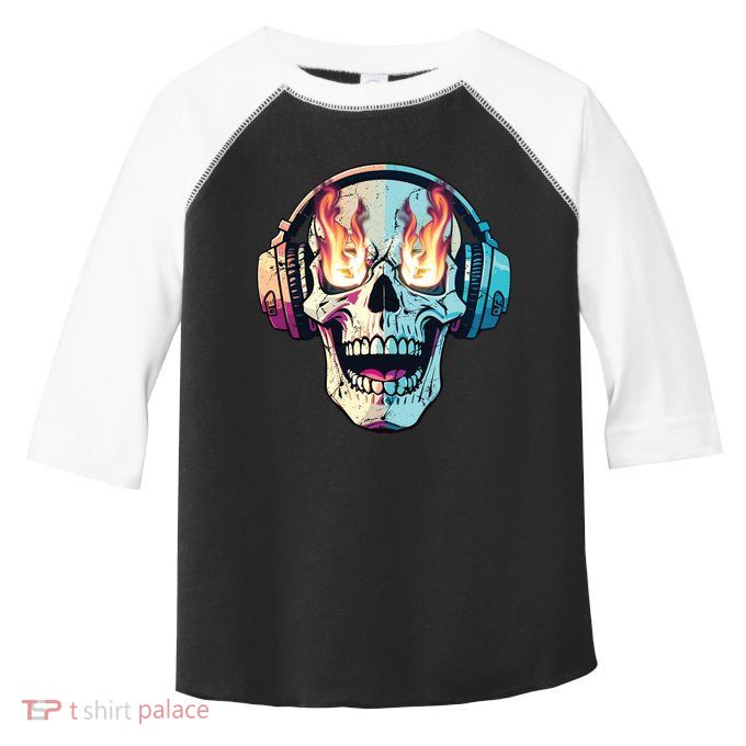 Flaming Skull Rock Music Toddler Fine Jersey T-Shirt