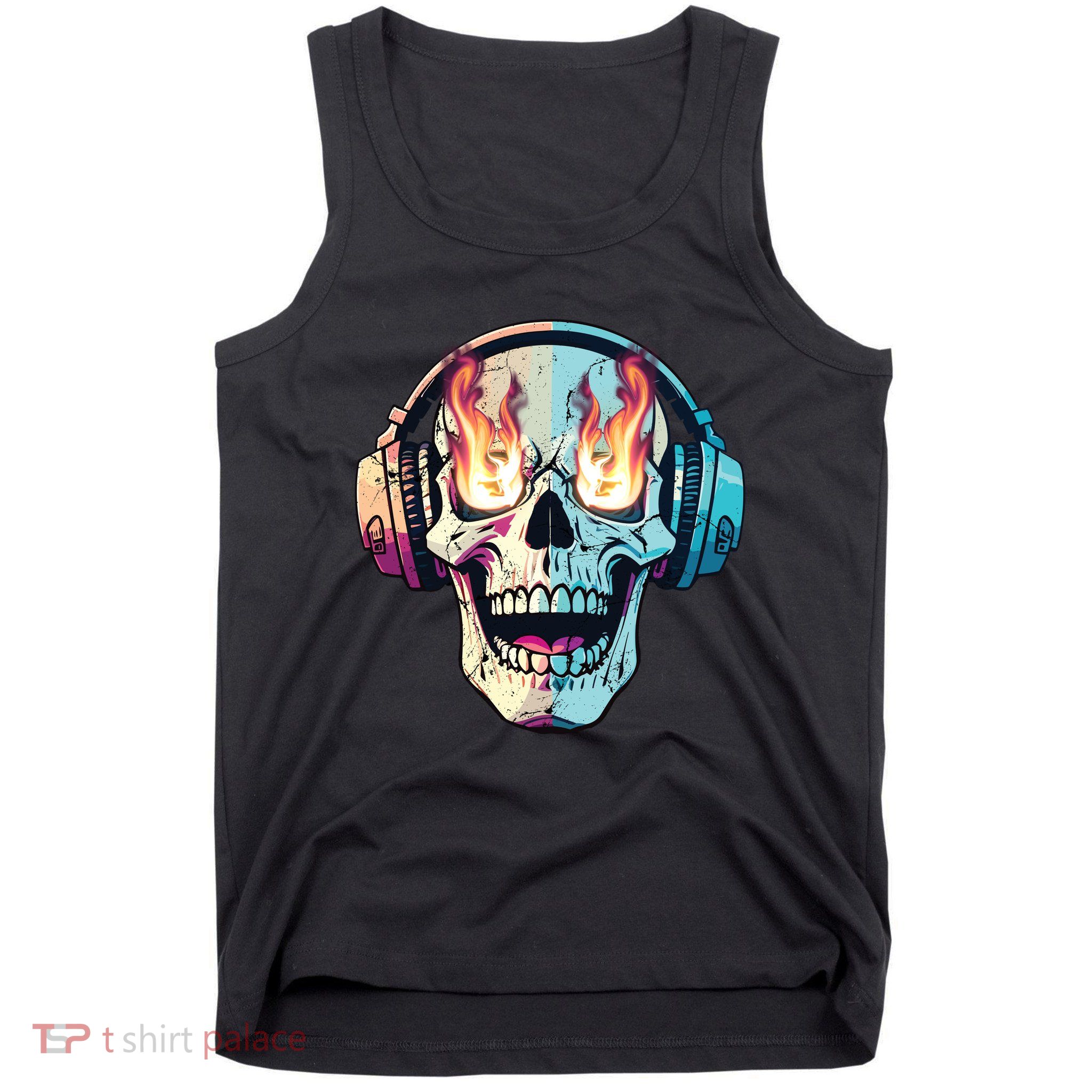 Flaming Skull Rock Music Tank Top