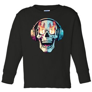 Flaming Skull Rock Music Toddler Long Sleeve Shirt