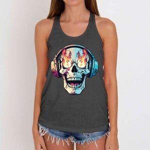 Flaming Skull Rock Music Women's Knotted Racerback Tank