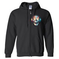 Flaming Skull Rock Music Full Zip Hoodie