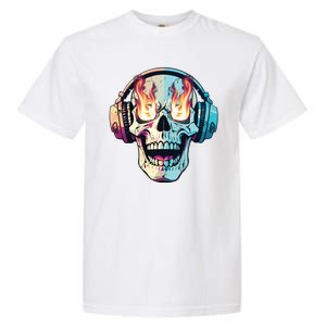 Flaming Skull Rock Music Garment-Dyed Heavyweight T-Shirt