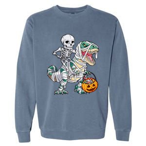 Funny Skeleton Riding Mummy Garment-Dyed Sweatshirt