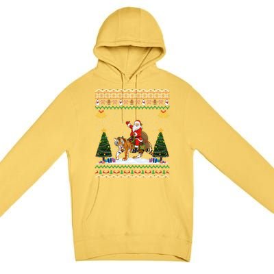 Funny Santa Riding Tiger Christmas Tiger Ugly Xmas Gift Premium Pullover Hoodie