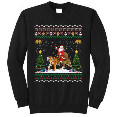 Funny Santa Riding Tiger Christmas Tiger Ugly Xmas Gift Sweatshirt