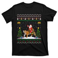 Funny Santa Riding Tiger Christmas Tiger Ugly Xmas Gift T-Shirt