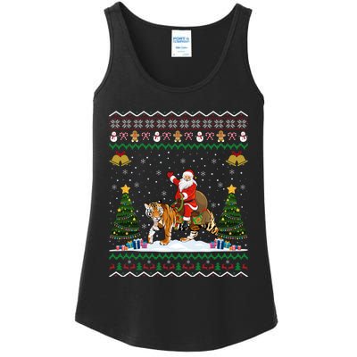 Funny Santa Riding Tiger Christmas Tiger Ugly Xmas Gift Ladies Essential Tank