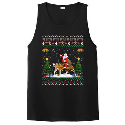 Funny Santa Riding Tiger Christmas Tiger Ugly Xmas Gift PosiCharge Competitor Tank