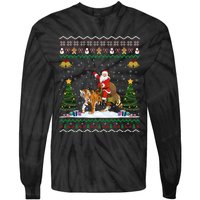 Funny Santa Riding Tiger Christmas Tiger Ugly Xmas Gift Tie-Dye Long Sleeve Shirt