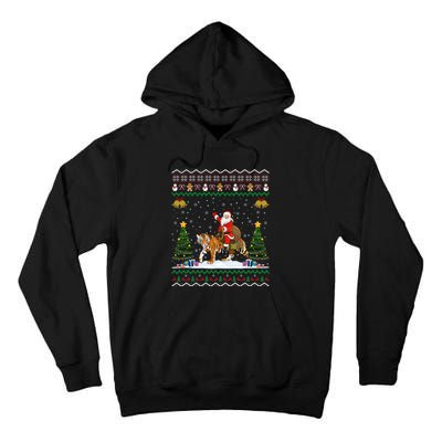 Funny Santa Riding Tiger Christmas Tiger Ugly Xmas Gift Tall Hoodie