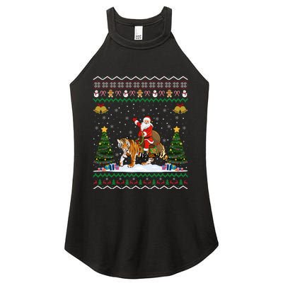 Funny Santa Riding Tiger Christmas Tiger Ugly Xmas Gift Women's Perfect Tri Rocker Tank