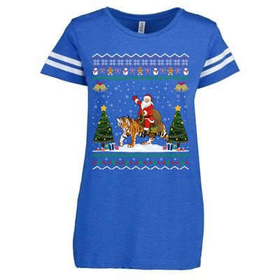 Funny Santa Riding Tiger Christmas Tiger Ugly Xmas Gift Enza Ladies Jersey Football T-Shirt