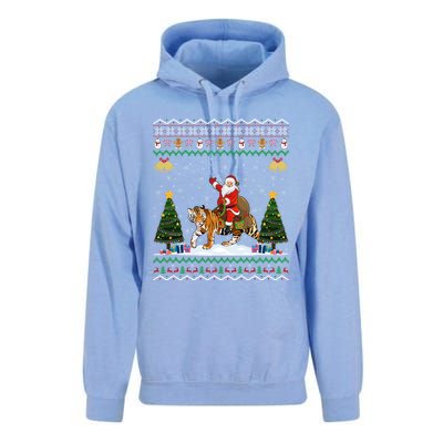 Funny Santa Riding Tiger Christmas Tiger Ugly Xmas Gift Unisex Surf Hoodie