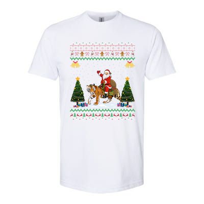 Funny Santa Riding Tiger Christmas Tiger Ugly Xmas Gift Softstyle CVC T-Shirt