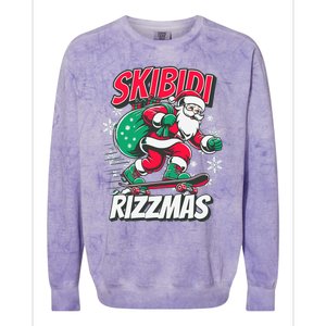 Funny Santa Rizz Christmas Skater Santa Xmas Colorblast Crewneck Sweatshirt