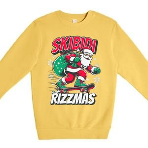 Funny Santa Rizz Christmas Skater Santa Xmas Premium Crewneck Sweatshirt