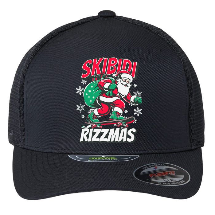 Funny Santa Rizz Christmas Skater Santa Xmas Flexfit Unipanel Trucker Cap