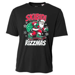 Funny Santa Rizz Christmas Skater Santa Xmas Cooling Performance Crew T-Shirt