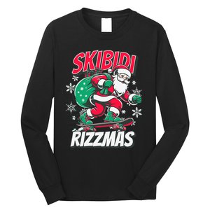 Funny Santa Rizz Christmas Skater Santa Xmas Long Sleeve Shirt