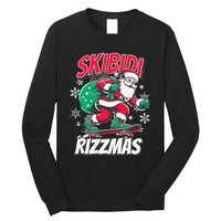 Funny Santa Rizz Christmas Skater Santa Xmas Long Sleeve Shirt