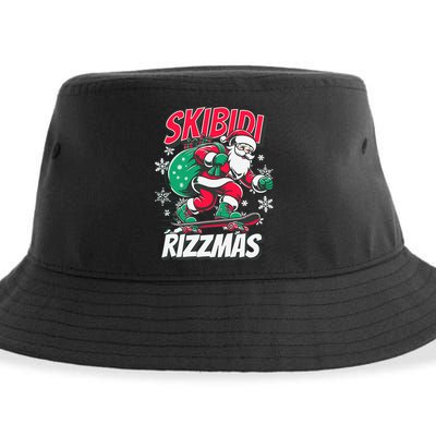 Funny Santa Rizz Christmas Skater Santa Xmas Sustainable Bucket Hat