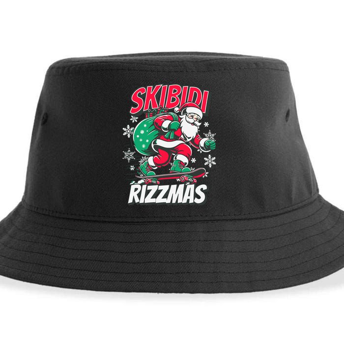 Funny Santa Rizz Christmas Skater Santa Xmas Sustainable Bucket Hat