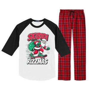 Funny Santa Rizz Christmas Skater Santa Xmas Raglan Sleeve Pajama Set