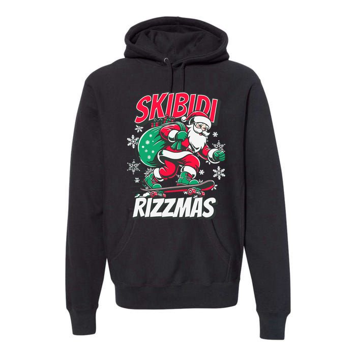 Funny Santa Rizz Christmas Skater Santa Xmas Premium Hoodie