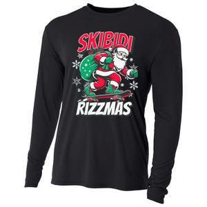 Funny Santa Rizz Christmas Skater Santa Xmas Cooling Performance Long Sleeve Crew