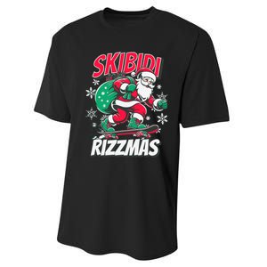 Funny Santa Rizz Christmas Skater Santa Xmas Performance Sprint T-Shirt