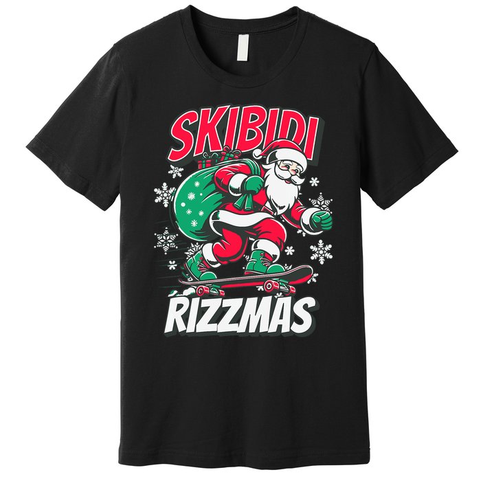 Funny Santa Rizz Christmas Skater Santa Xmas Premium T-Shirt