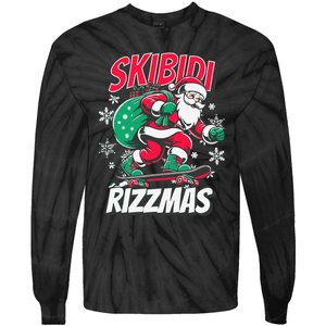 Funny Santa Rizz Christmas Skater Santa Xmas Tie-Dye Long Sleeve Shirt